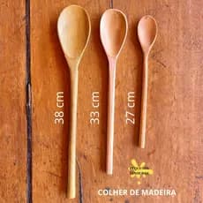 Colher de Pau em Madeira Natural Artesanal N 27- 33 -38 cm para cozinha- Utensílio sustentável