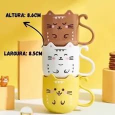 COPO CANECA INFANTIL  GATINHO  FOFO 300 ML - 3 CORES- MENINO E MENINA-PLÁSTICO RESISTENTE
