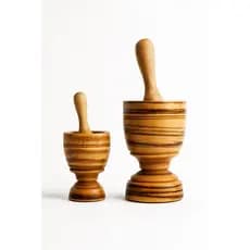 Pilão de Madeira Rustico com Socador de Alho- Temperos - 13 cm e 20 cm