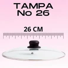 TAMPA DE VIDRO N 26TEMPERADO AULSA PARA PANELAS E FRIGIDEIRAS- COM BORDA DE AÇO- COM POMEL PUXADOR PRETO | UNIVERSAL