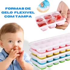 Formas De Gelo Cubo Com Tampa Rígida Congelar papinha FLEXÍVEL Fundo Silicone BPA Free Kit