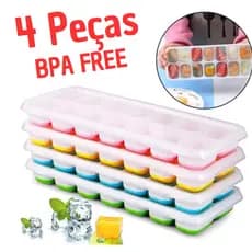 Formas De Gelo Cubo Com Tampa Rígida FLEXÍVEL Fundo Silicone BPA Free