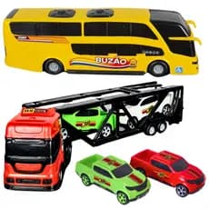 Caminhão 4 Pçs Carrinho de Brinquedo Ônibus 2 Andares Presente para Menino