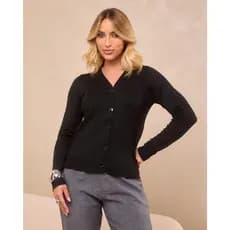 Blusa Tricot Feminina Casaquinho Cardigan Basico Com Botão