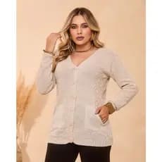 Casaco Basico Botões Tricot Inverno