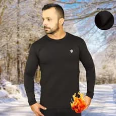 Camisa Térmica Masculina Peluciada UV 50 Blusa Flanelada Segunda Pele