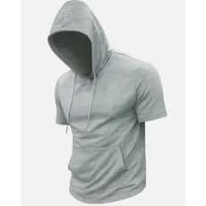Camiseta com Capuz e Bolso Masculina Manga curta slim Academia Estilosa e Confortável  Dia a Dia