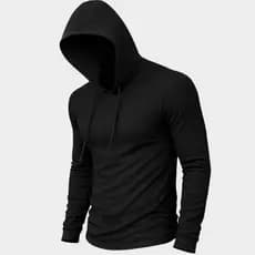 Camiseta Canelada Americana Capuz Manga longa Masculina Slim casual
