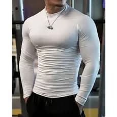 Camiseta Masculina Proteção Solar UV50+ Gola Alta Manga Longa Esportiva Secagem Rápida
