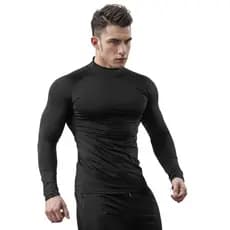 Camiseta UV Masculina Gola Alta Tecido Tecnológico Academia Praia Corrida Pesca Fitness