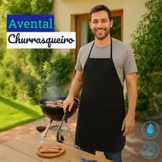 Avental Para Churrasqueiro Churrasco Chef Cozinha Grande Impermeável Preto