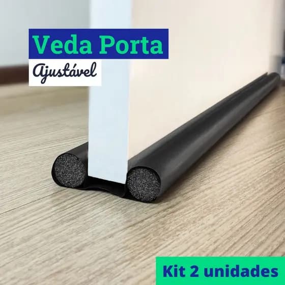 Kit 2 Unidades Veda Porta Rolinho Ajustável Impermeável Sem Costura Vedação Fresta Anti Poeira 80cm