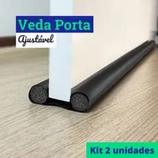 Kit 2 Unidades Veda Porta Rolinho Ajustável Impermeável Sem Costura Vedação Fresta Anti Poeira 80cm