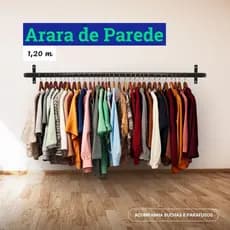 Arara Suporte Cabideiro de Parede para Roupas Closet Loja Aço Carbono Reforçado 120 cm