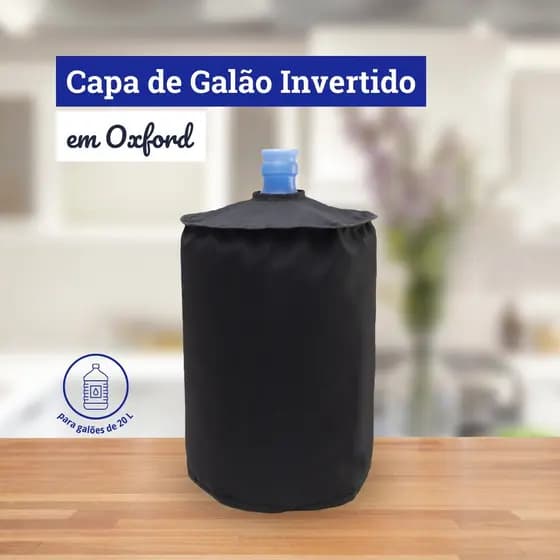 Capa para Galão de Água Invertido 20 Litros Resistente Garrafão Anti Poeira em Oxford Preto