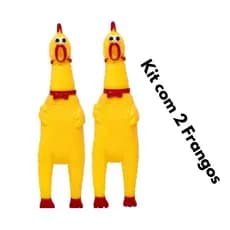Kit com 2 Frangos Galinha Brinquedo Para Cachorro Animal Sonoro Ou Sensor de estacionamento