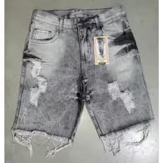 Bermuda Jeans Masculina Destroyed Lavagem Nevada Premium
