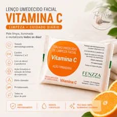Lenço Umedecido de Limpeza Facial Fenzza Make Up Vitamina C Remove Maquiagem Hidrata e Refresca