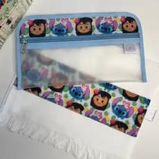 Kit Higiene Bucal com Toalha de Mão ou Boca Porta Escova Infantil