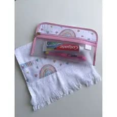 Kit Higiene Bucal com Toalha de Mão ou Boca Porta Escova Infantil personalizado