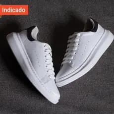 Tenis Casual Masculino Sola Alta 5cm Oversize Sneaker Clássico Branco Palmilha Confort Leve