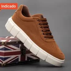 Tenis Sneaker Masculino Sola Alta Plataforma Tratorada Ultima Moda Oversized Camel Camurça