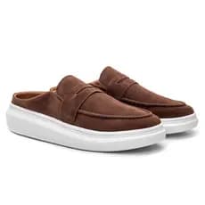 Loafer Masculino Mule Couro Camurça Casual Sola alta Atria Shoes