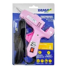 Pistola De Cola Quente Profissional Rosa Pequena Bico Fino Com Botão De Liga E Desliga Bivolt Yama