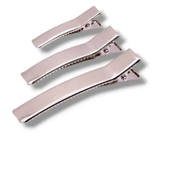 Kit 60 Bico de Pato Duas Garras Niquelado Presilha Garra Dupla Aplique de cabelo