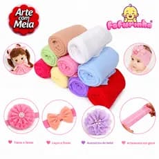 Kit Meia de Seda 10 unidades para Tiaras de Bebê, Faixas, Flores, Artesanato e laços - Meias Arte com Meia - Fofurinha