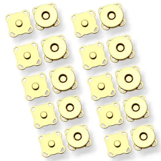 Kit 10 Botões Imantado Magnético Fecho Cor Dourado 18mm Imã