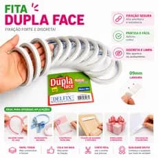 Fita Dupla Face Delfix 9mm x 30m Alta Fixação Papel Tissue Ideal Artesanato Escritório Escola Decoração Festas