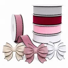 Fita Veludo Cotelê Borda trabalhada Black Yama 38mm Artesanato Laços Tiaras Personalizados Luxo Premium
