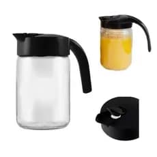 Kit 3 Jarras de Vidro 600ml com Tampa e Alça – Porta Suco, Leite, Café, Óleo – Rosca com Trava