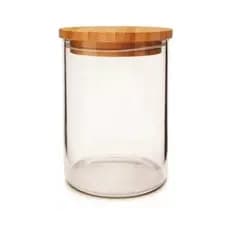 Pote Hermético de Vidro 350ml com Tampa de Bambu – Vedação e Conservação de Alimentos