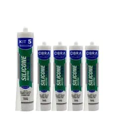 Kit 5 Silicone Cibrasil Neutro Pia Box Azulejo Granito Cerâmica Janelas Alumínio Vidro Cibra 240g