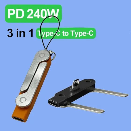 Adaptador De Suporte Embutido USB C 240W Conversor Dobrável Multifuncional Para Telefone