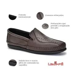 Sapatilha Masculina De Couro Costurada Dia A Dia Confortável Sem Mal Odor