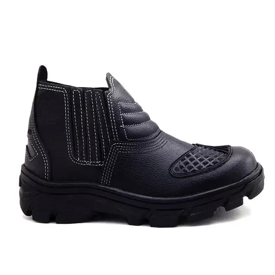 Bota De Motoqueiro Em Couro Legítimo Refletiva Com Proteção