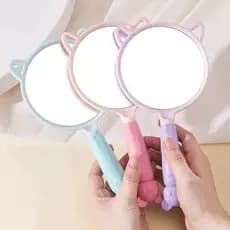 Espelho de Mão Gatinho Bichinho Rosa Roxo