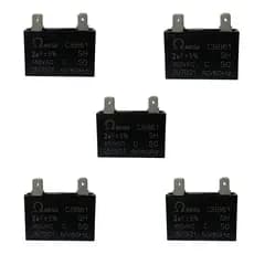 Kit com 5 Capacitores de Partida para Motor de Ventilador Ar Condicionado 2uFx450vca Original Omega