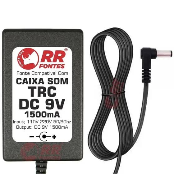 Fonte Carregador 9V 1.5A Para Caixa de Som TRC-5570 TRC-5578