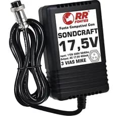 Fonte AC 17,5Vac Mike 3 Vias Para Mesa Som Selenium Soundcraft Mixer Sx802 1202fx