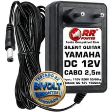 Fonte Carregador DC 12v P/ Violão Silent Guitar Yamaha Bivolt