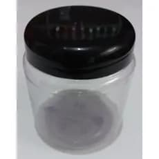 4 Potes Plástico De 500 g/ml Transparente E Tampa Roscada Preta