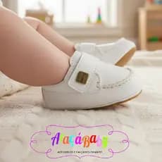 Mocassim branco infantil menino batizado