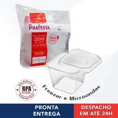 20 und Pote Para Bolo De Pote Quadrado Plástico Descartável Prafesta - 250ml