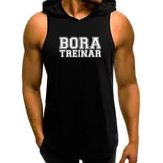 Regata Masculina Com Capuz Bora Treinar Camiseta Academia Fitness
