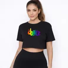 Cropped Feminino Blusa Curta Top Fitdance Colorido Dança Academia
