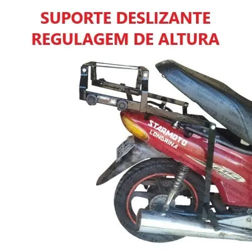 Suporte de Baú BIZ 100 e 125 até 2017 - Pode Levar Garupa  - Bagageiro Deslizante de Correr para Caixa de Moto